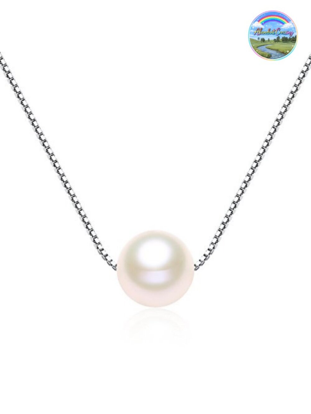 Single Pearl Necklace 7-8mm Freshwater Cultured Pearl 925 Sterling Silver Chain